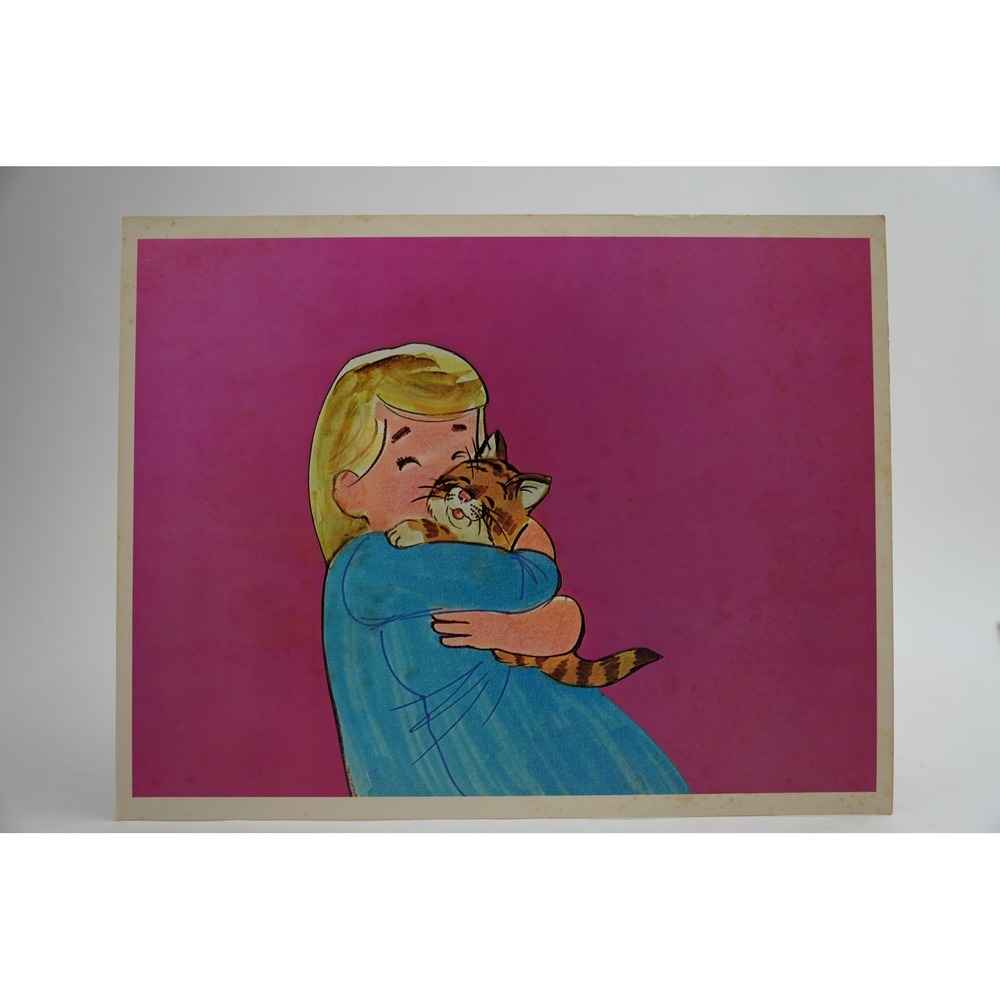 Cooper Films I Love Little Cat Childrens Story Card‎ 1970 Pink Vintage
